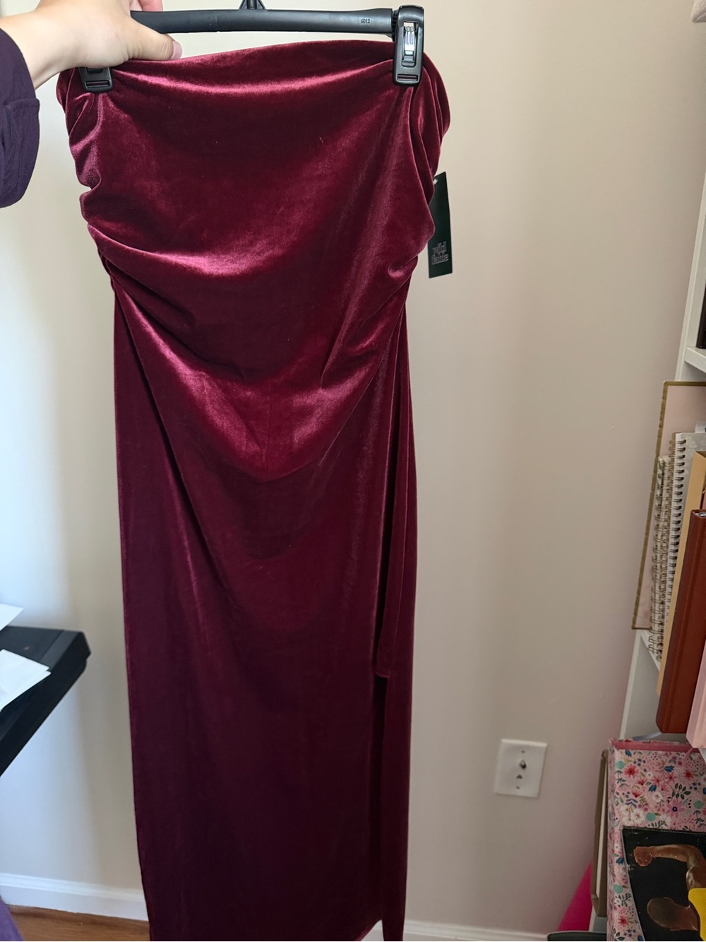 Target Strapless Velvet Maxi Dress in Burgundy